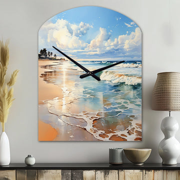 Beach Photo Seaside Reflections V - Asymmetric Metal Wall Clock
